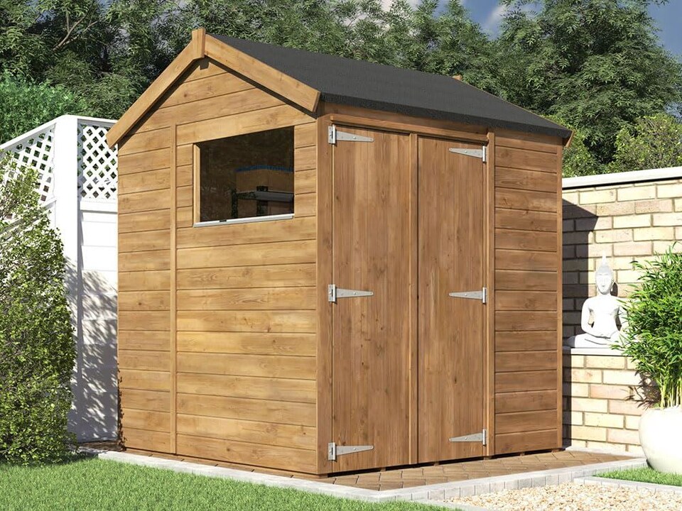 image 1 of Dunster House Wooden Shed 1.8 x 1.8m (6' x 6') 15mm Walls Pressure Treated Outdoor Garden Storage Window Apex Overlord Modular