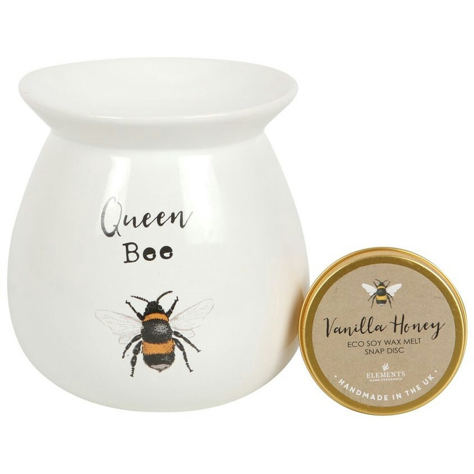 Queen Bee Ceramic Wax Burner with Vanilla Wax Melt Gift Set