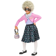Gangsta Granny Childrens/Kids Costume Set - Pink/Black - 9-10 Years 9-10 years