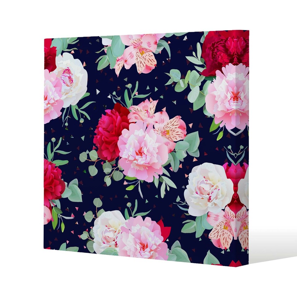 image 1 of Roses on Navy (Canvas Print) 46 x 46 x 4cm