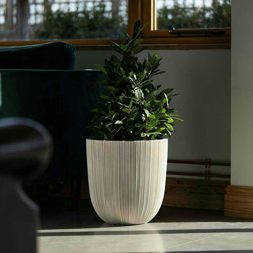image 1 of Primrose Garden Round Flower Pot Ridged Planter White 38 x 38 x 38 cm