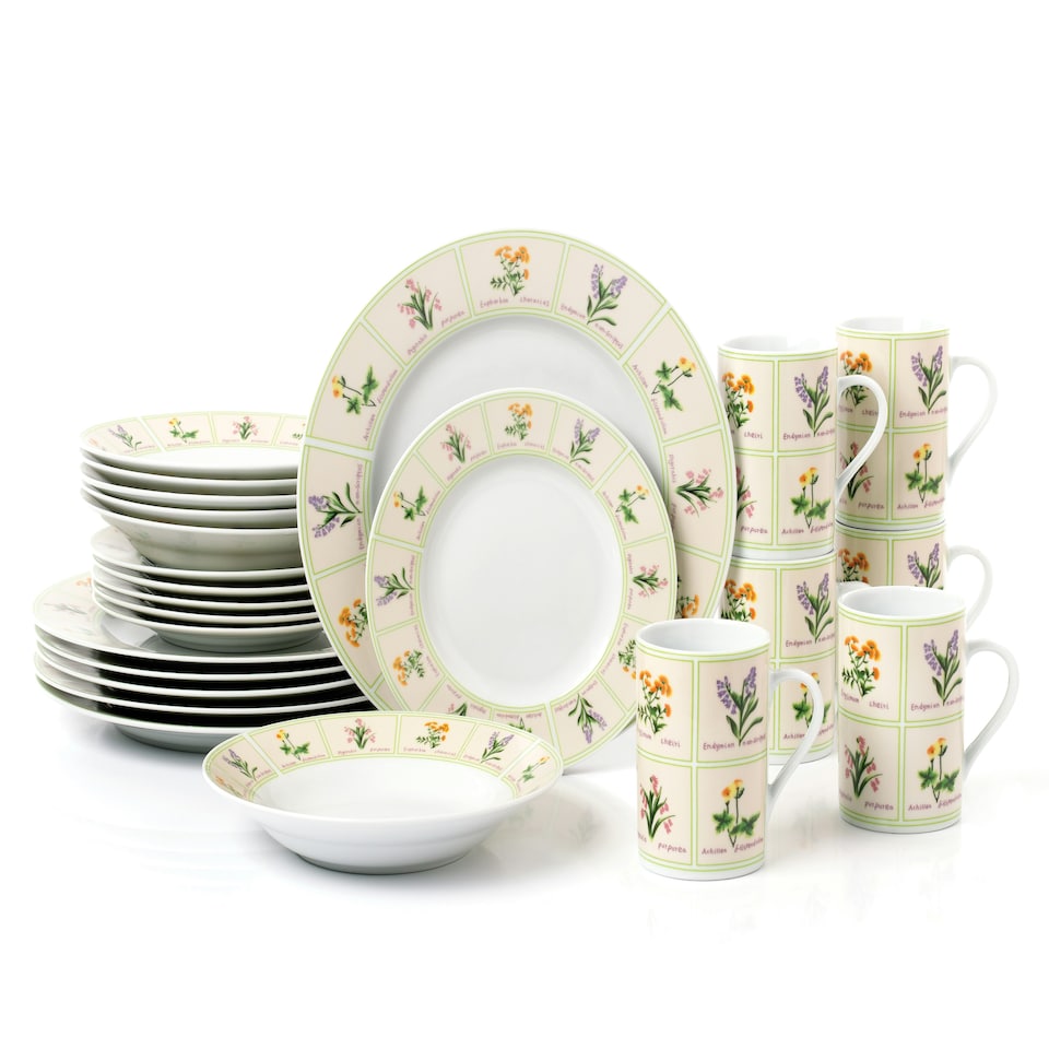 image 1 of 24pc British Wild Flowers Dinner Set