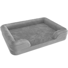 Dog Bed Kimba - orthopaedic, thick padding, raised edge, washable cover | Grey | grey | XL | 1