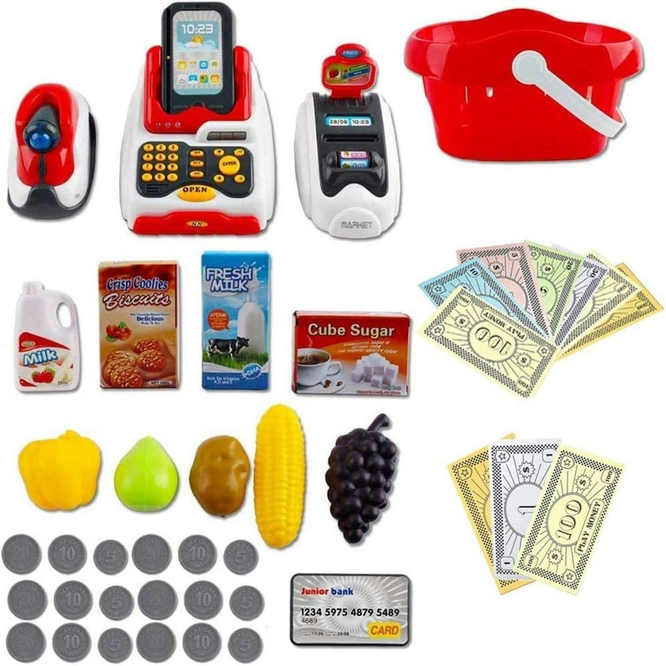 image 1 of Cash Register Toy for Kids – Electronic Play Till with Scanner, Card Reader, Play Money & Grocery Accessories – Educational Role Play Set Ages 3+