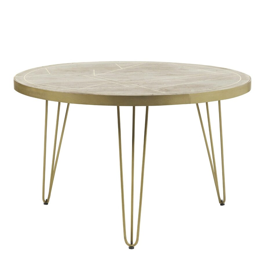 image 1 of Light Gold Round Dining Table
