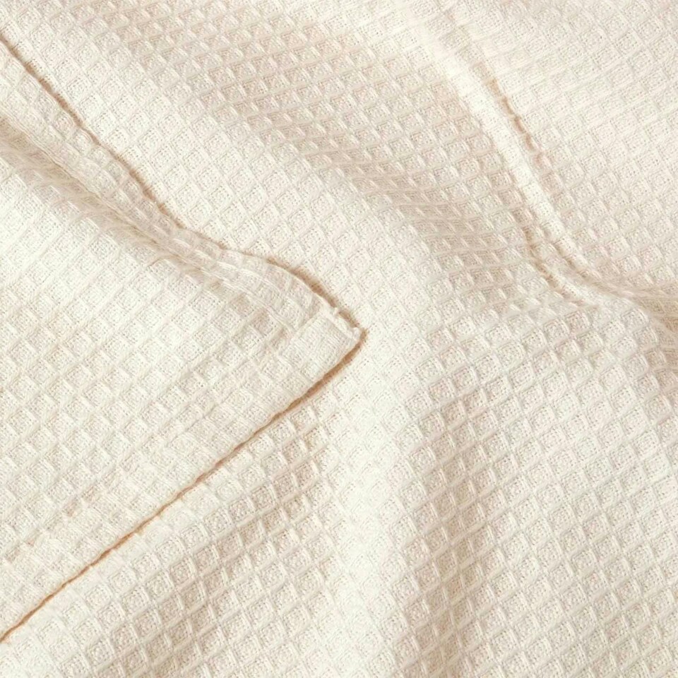 image 1 of Homescapes Organic Cotton Waffle Blanket/ Throw Natural - 250 x 230 cm