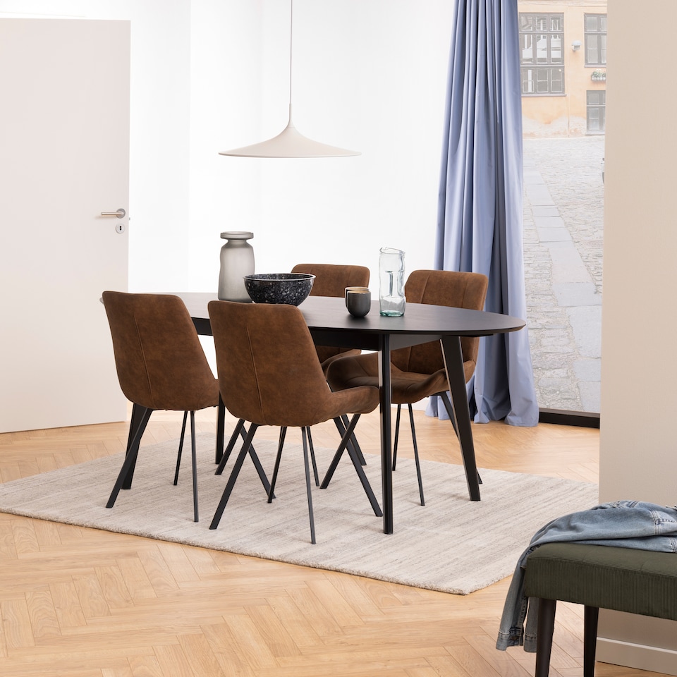 image 1 of Waylor Dining Chair in Brown Fabric Set of 2