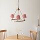 image 3 of Chester Brushed Aged Brass Plate Pendant Light with Coral Pink Fabric Ikat Shade 16cm 3x B22