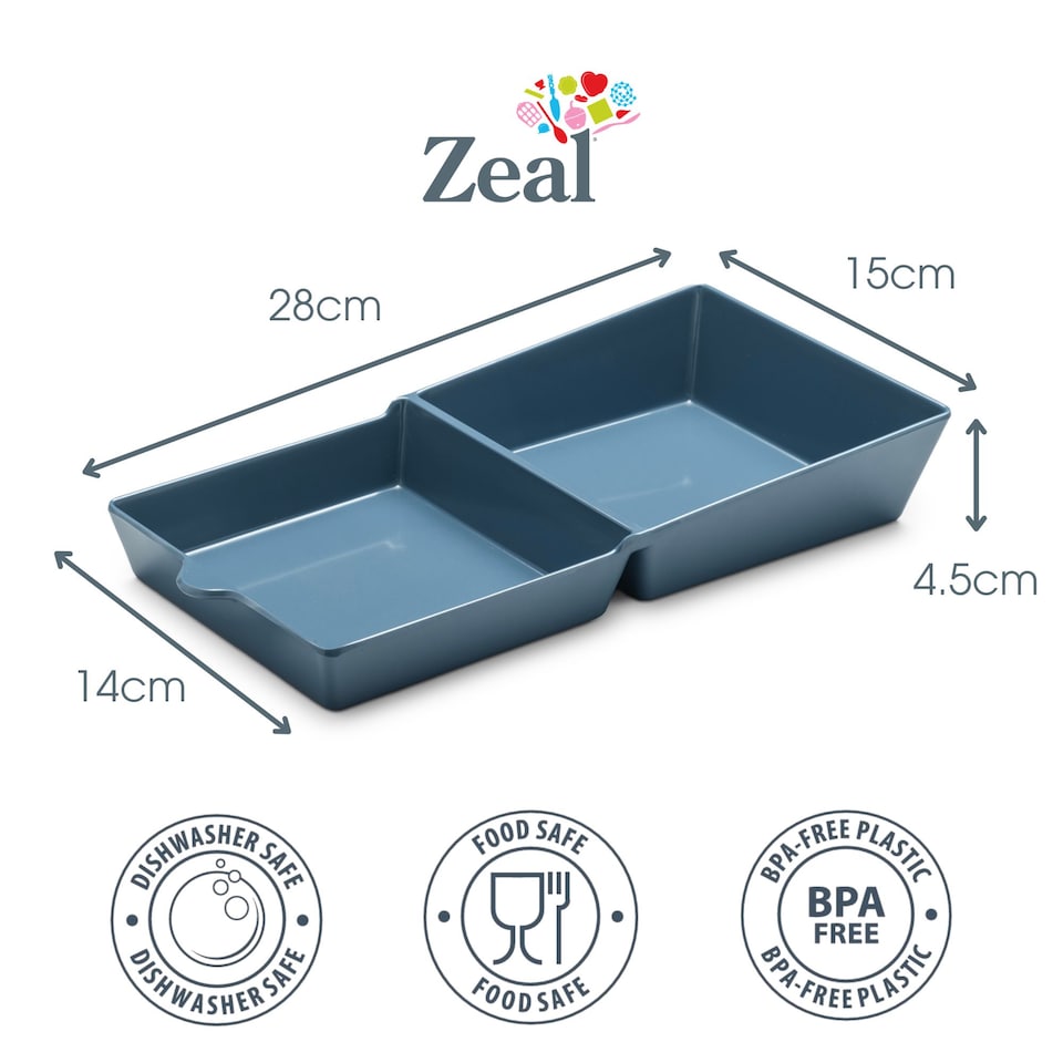 image 1 of Zeal Melamine Fakwaway Buger Box, Divided Serving Tray / Dish, Provence Blue