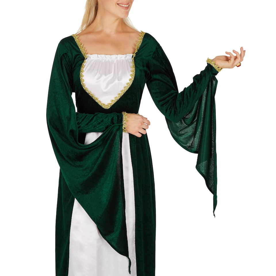 image 1 of Womens Medieval Princess Costume | Green | green/white | XL | 1