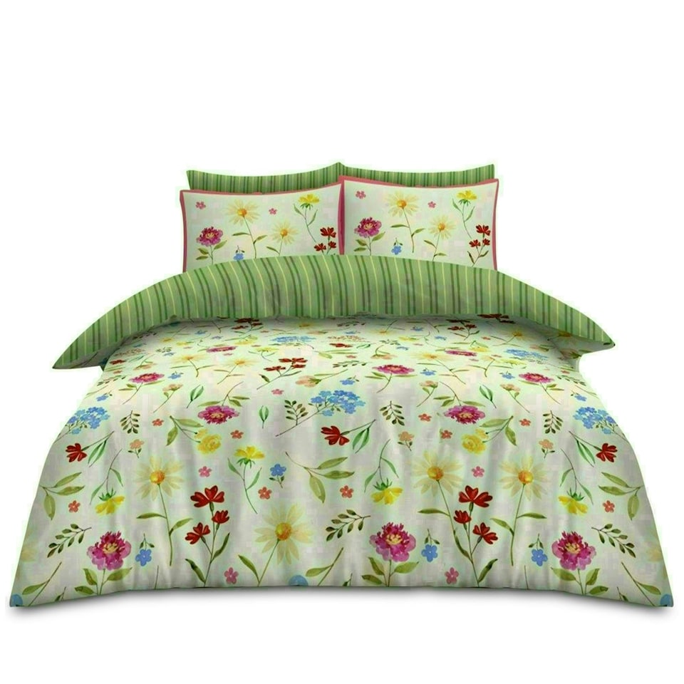 image 1 of Delphie Printed Duvet Cover Set Reversible Polycotton Beddings Multi | King