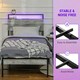 image 6 of HOMCOM LED Single Bed Frame with Charging Station, 90 x 190cm, Cement Grey