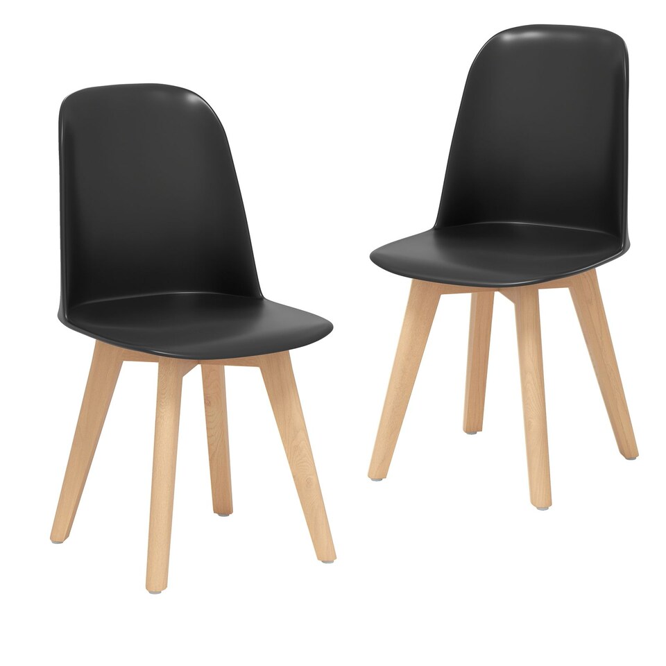 image 1 of COSTWAY Modern Dining Chairs Set of 2 Armless Kitchen Chairs-Black