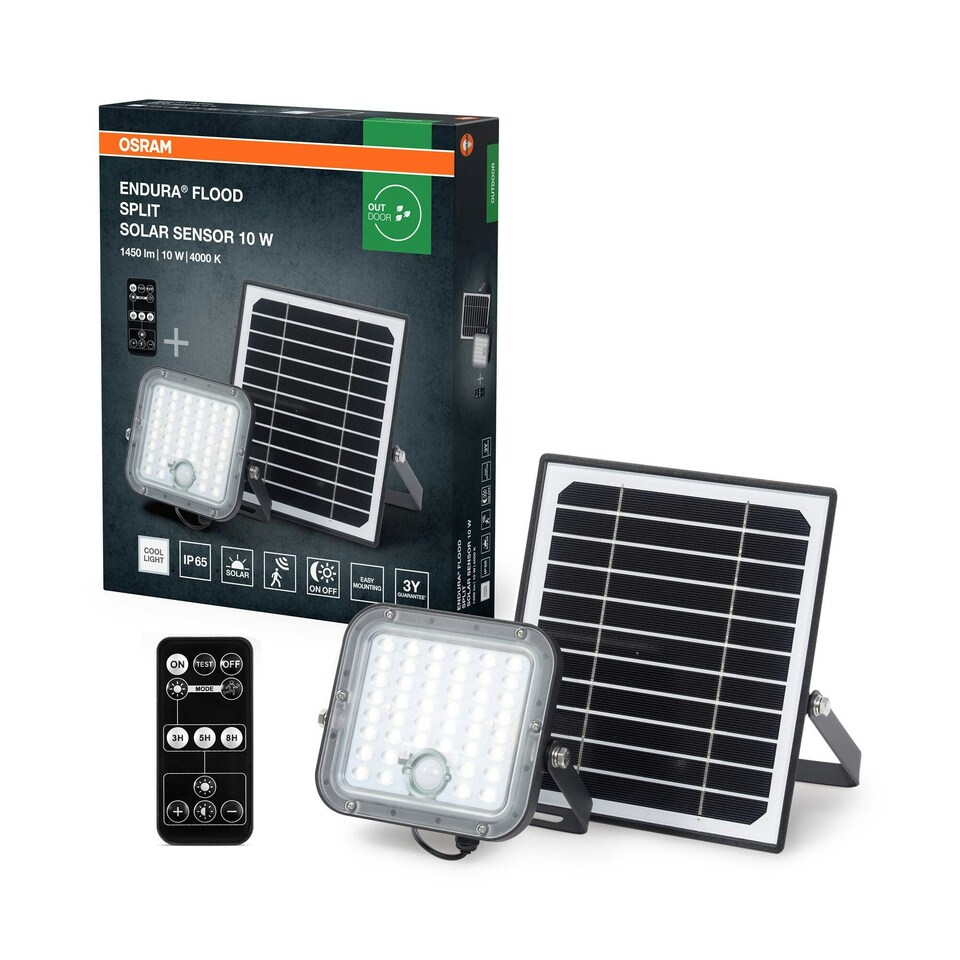 image 1 of OSRAM ENDURA LED Solar Outdoor Flood Light Black 10 W 1400 lm White