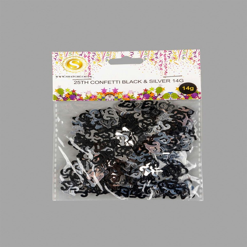 image 1 of 25th Confetti Black & Silver 14G 1PK