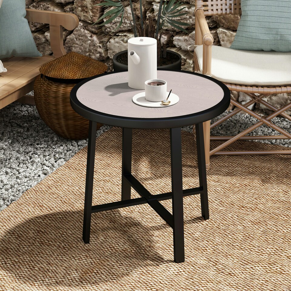 image 1 of Outsunny 50.5cm Round Garden Table with SPC Tabletop