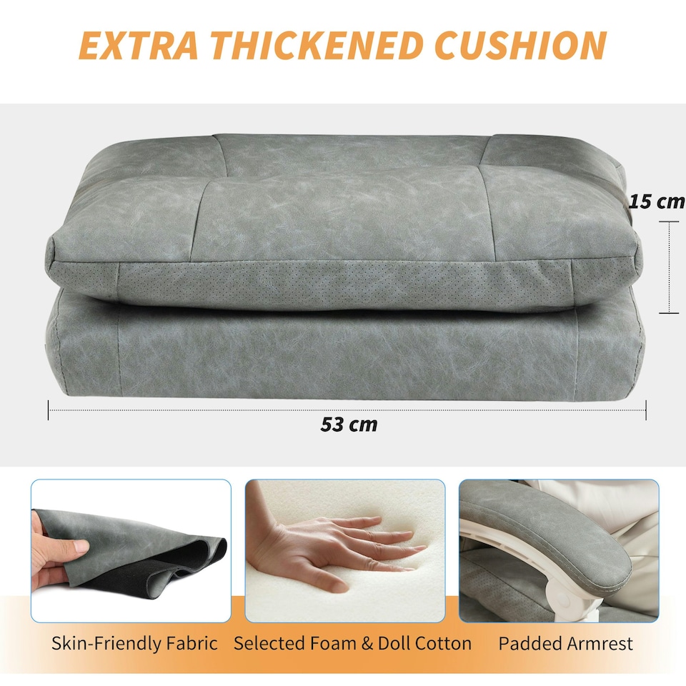 image 1 of HOMCOM Office Chair with Adjustable Lumbar Support, Computer Chair, Grey | Grey | White | One Size