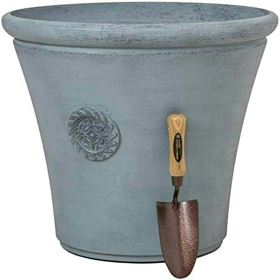 image 1 of Primrose White Round Stone and Resin Composite Planter Frost Resistant 50cm