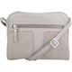 image 1 of Genuine Soft Leather Crossbody Shoulder Handbag with Suede Panelling Grey | Light Grey