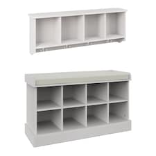 Kempton Shoe Bench & Wall Rack | White | White