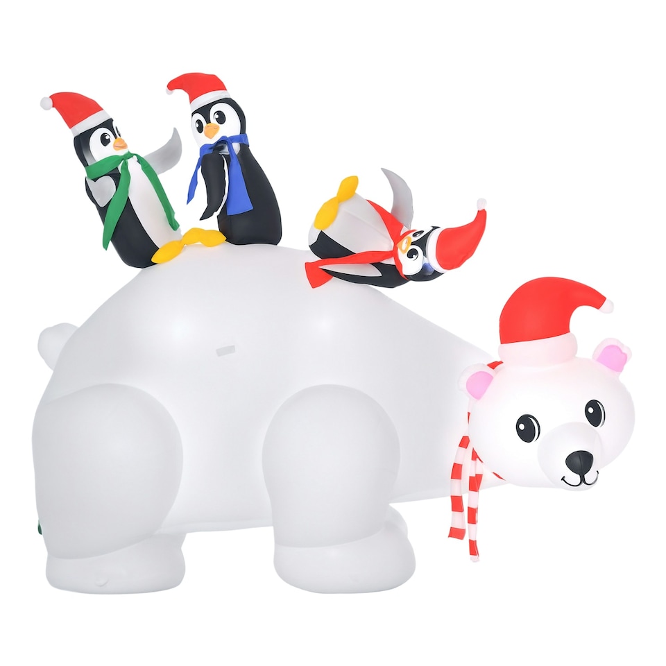 image 1 of HOMCOM 5ft Christmas Inflatable Polar Bear Penguin Lighted Lawn Garden Decor