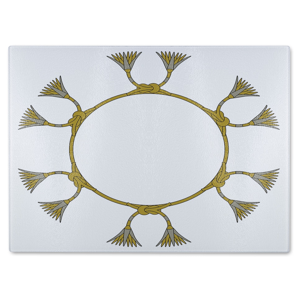 image 1 of Ancient Egyptian Lotus Motifs Glass Chopping Board | Multi
