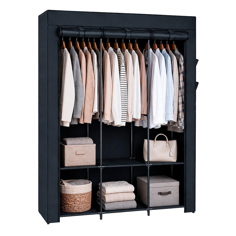 image 1 of Harbour Housewares Portable Fabric Wardrobe - 130 x 45 x 167cm