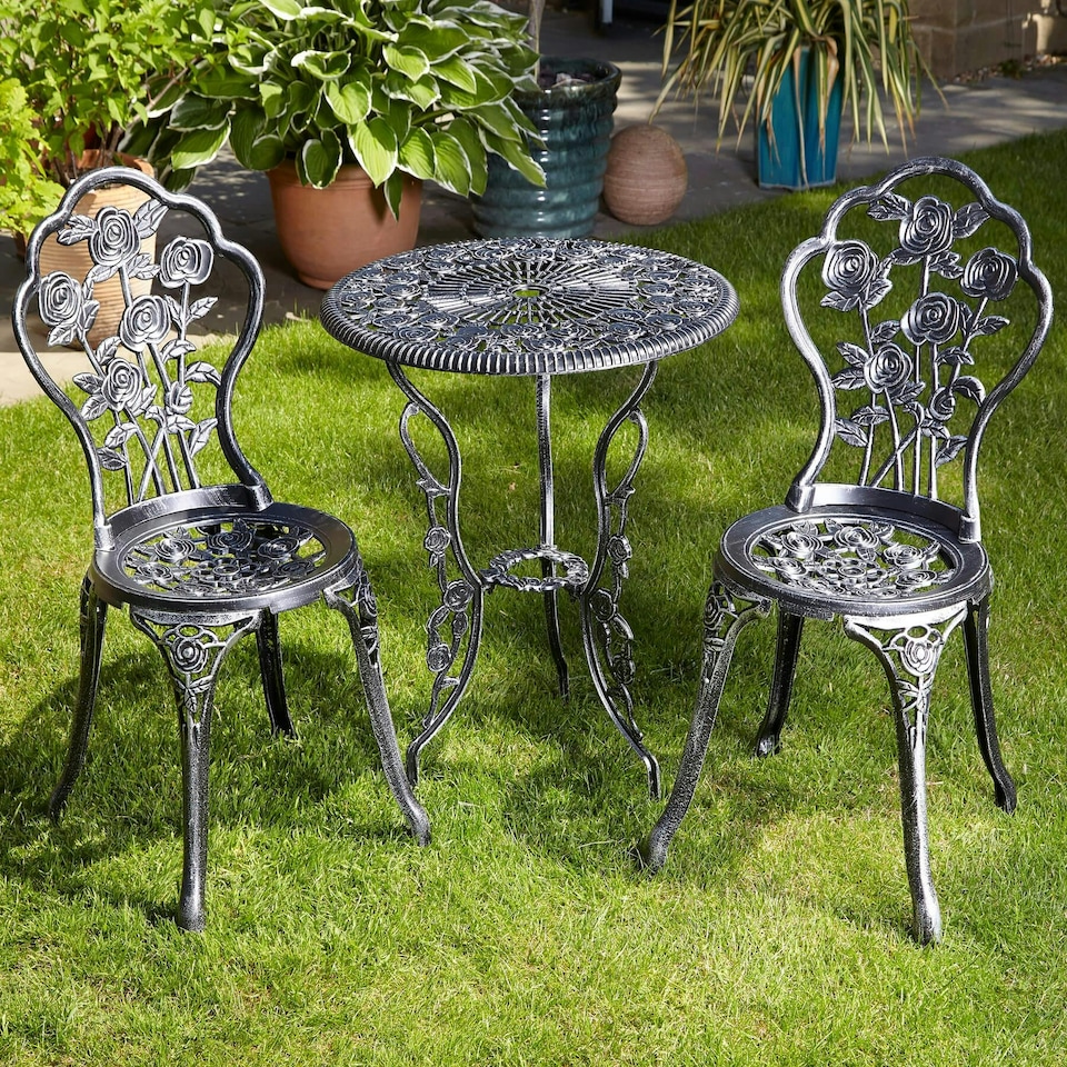 image 1 of Bistro Set Outdoor Patio Garden Furniture Table and 2 Chairs Metal