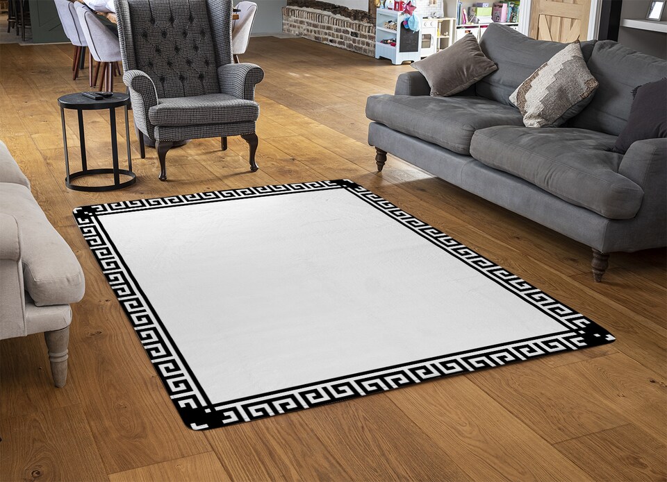 image 1 of Greek Key Border Frame Rug | Multi
