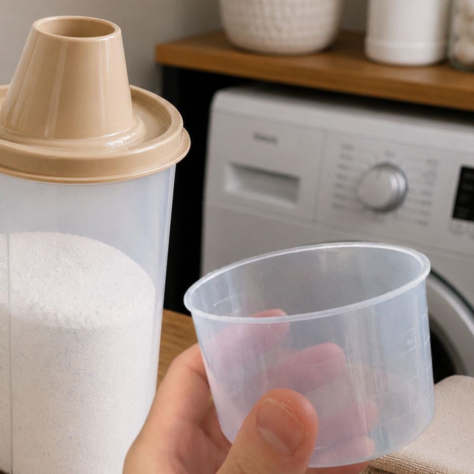 image 1 of Pack of 2 1.7L Laundry Detergent Containers With Measuring Cups