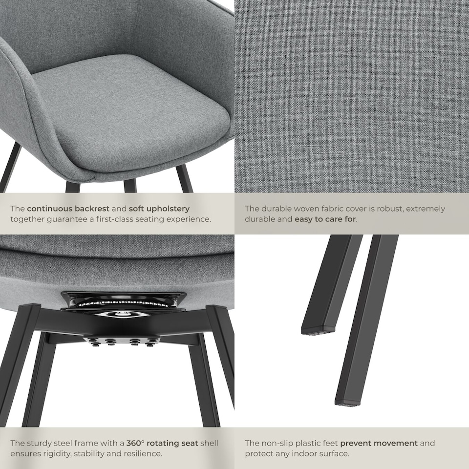 image 1 of Dining Chair Alicon - swivel armchair with padding and continuous backrest | Grey | anthracite | 4