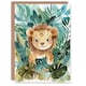 image 1 of Cute Baby Lion Cub Playing In Jungle Watercolour Birthday Card