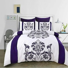 Darcy Damask Duvet Cover Set - Double - Purple