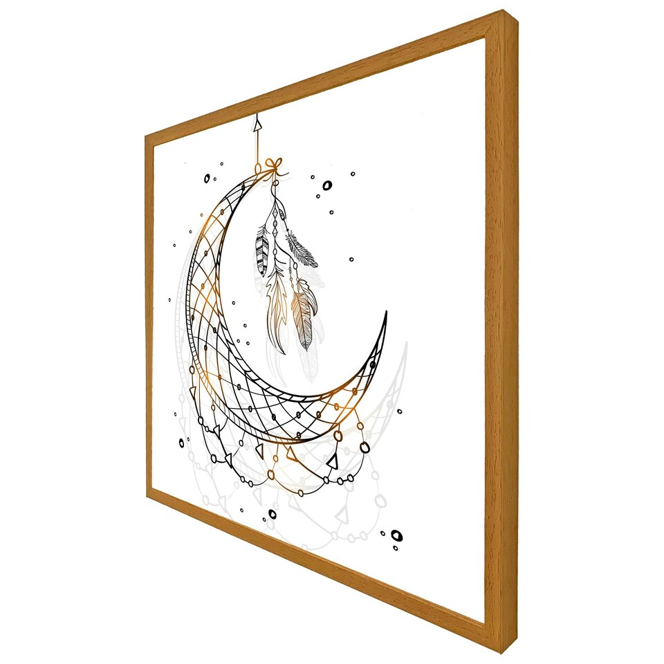 image 1 of Dream catcher with crescent moon (Picutre Frame) White | L