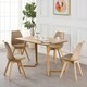 image 8 of Set of 4 Scandinavian Dining Chairs with Leather Cushions Solid Wood Legs Bronze | Vanilla
