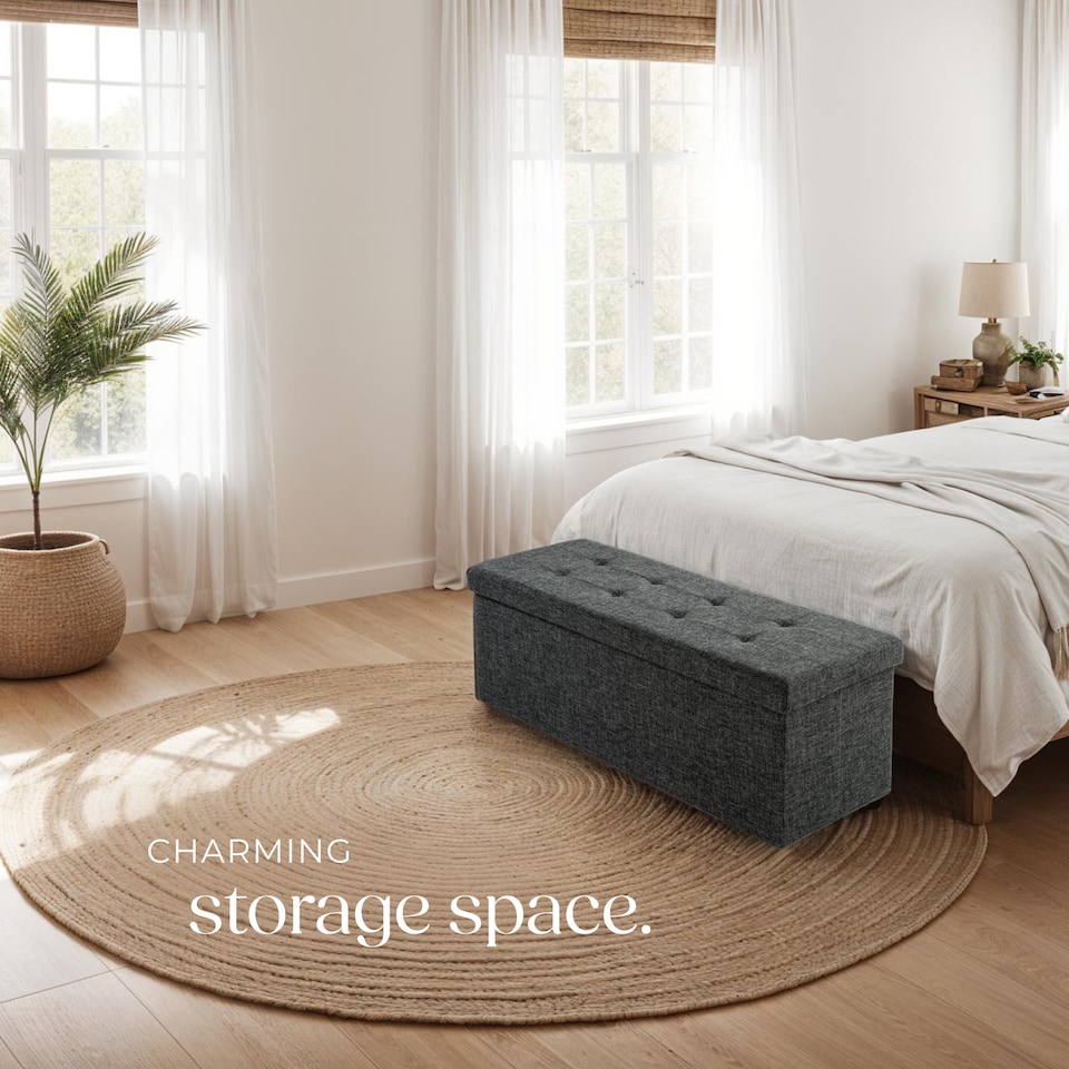 image 1 of Stool - foldable, padded, polyester, large storage space, 110 x 38 x 38 cm | Grey | dark grey | 110 x 38 x 38 cm | 1