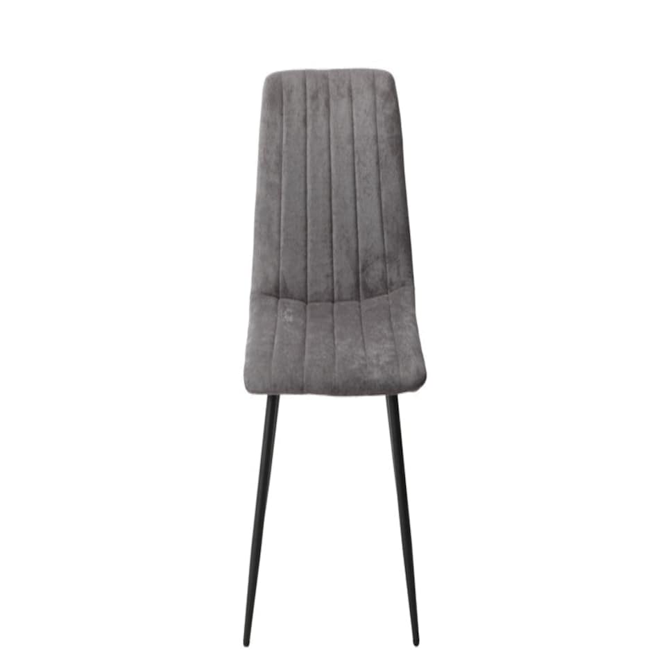 image 1 of Aspen Round Dining Table with 4 Straight Stitch Dining Chairs - Grey Oak/Black - Flat Packed Grey