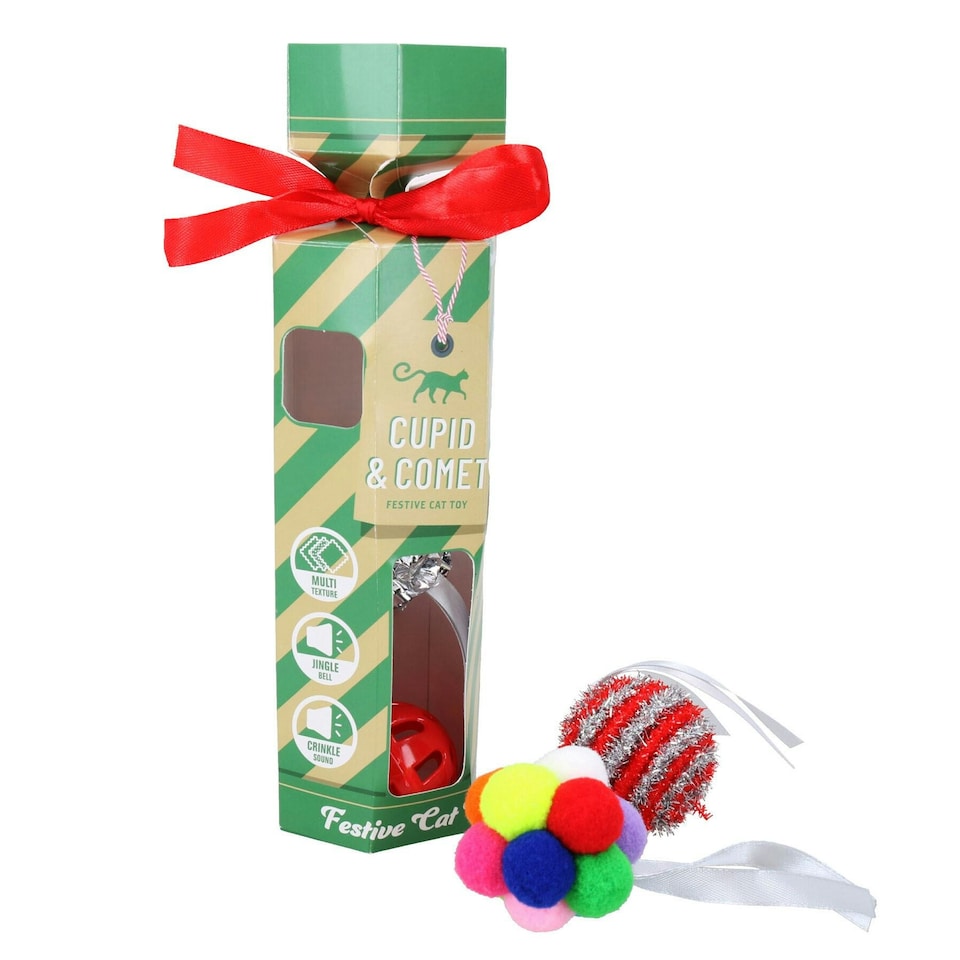 image 1 of 2pk Kitten Cat Christmas Cracker Gift Each Cracker Contains 4 Different Textured Balls