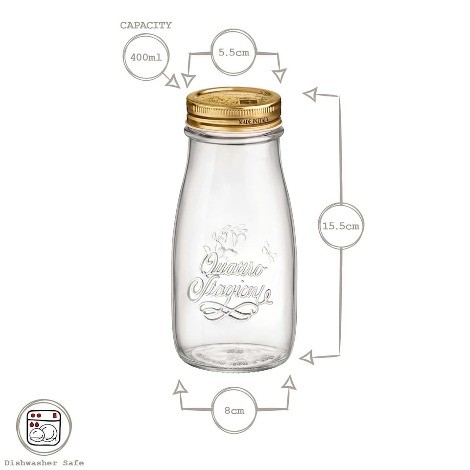 image 1 of Bormioli Rocco Quattro Stagioni Glass Bottles with Screw Top Lid - 400ml - Pack of 3 Clear | One Size