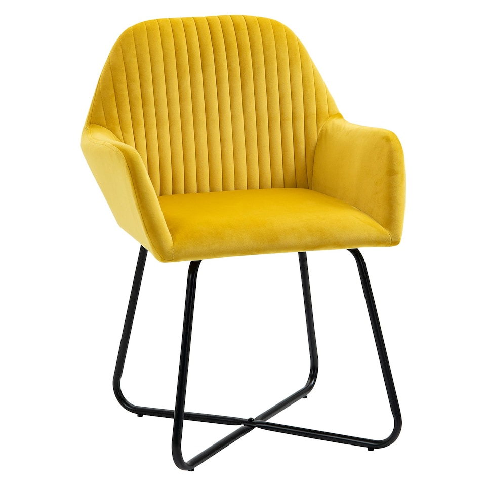 image 1 of HOMCOM Modern Accent Chair Velvet-Feel Upholstered Lounge Armchair Yellow