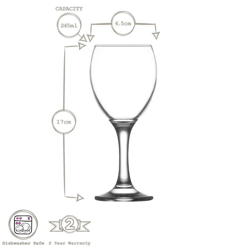 image 1 of LAV Empire White Wine Glasses - 245ml - Pack of 6