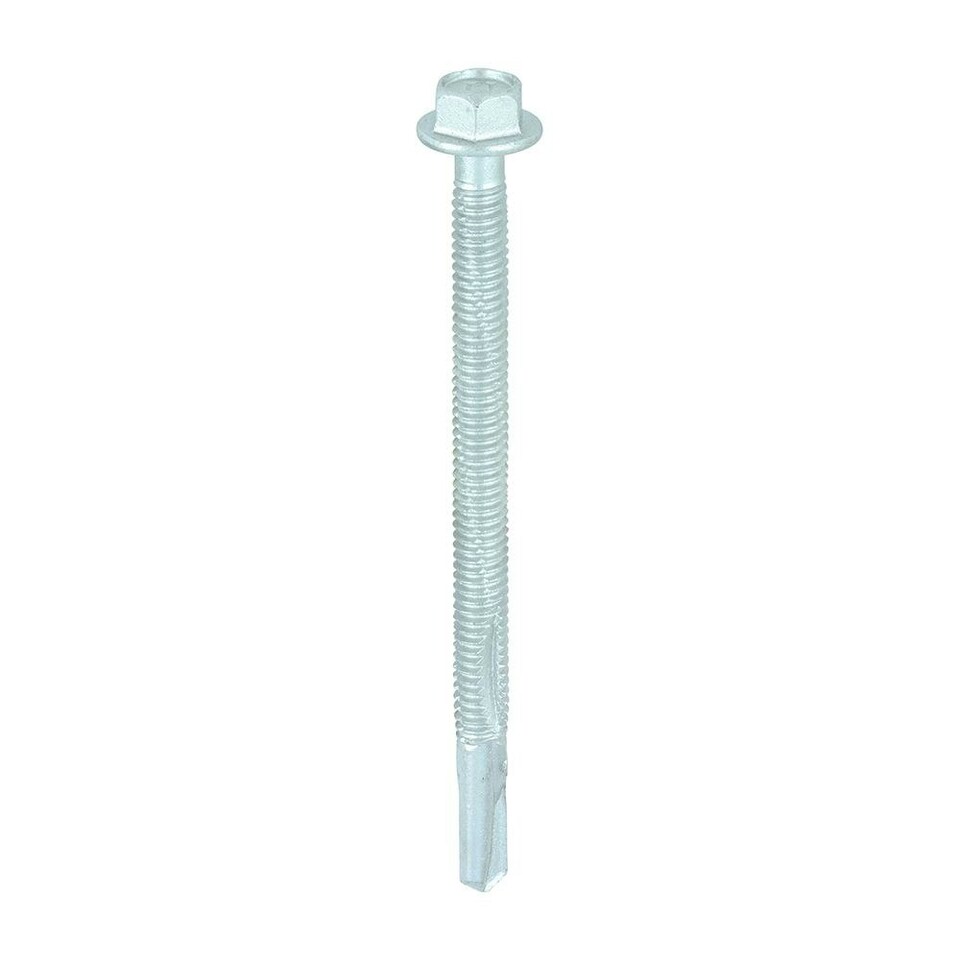 image 1 of Timco - Metal Construction Heavy Section Screws - Hex - Self-Drilling - Exterior - Silver Organic (Size 5.5 x 80 - 100 Pieces)