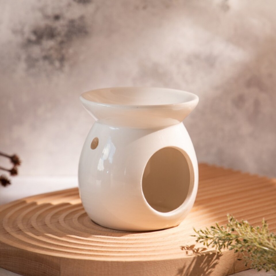 image 1 of White Ceramic Oil Wax Melt Burner 10cm | White | 12 - White | One Size | 12