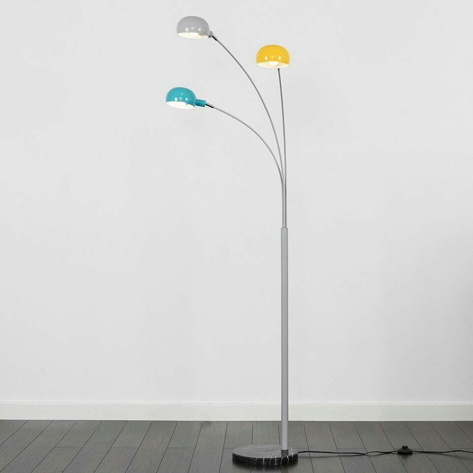 image 1 of ValueLights Curva 3 Way Grey Floor Lamp