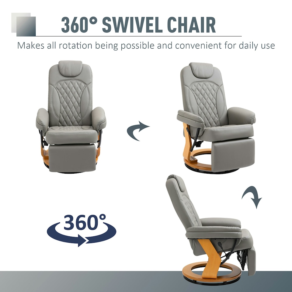 image 1 of HOMCOM Recliner Leisure Armchair with Wood Base Footrest for Living Room