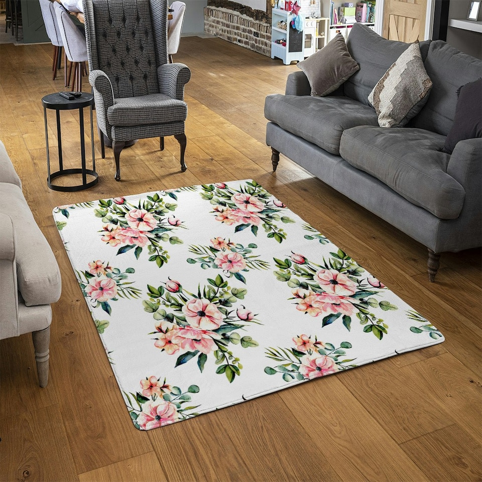 image 1 of Watercolour Plants (Rug) Multi | Large: 140x200cm