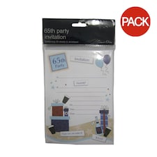 Simon Elvin 65th Birthday Invitations (Pack of 20) - White/Multicoloured - One Size