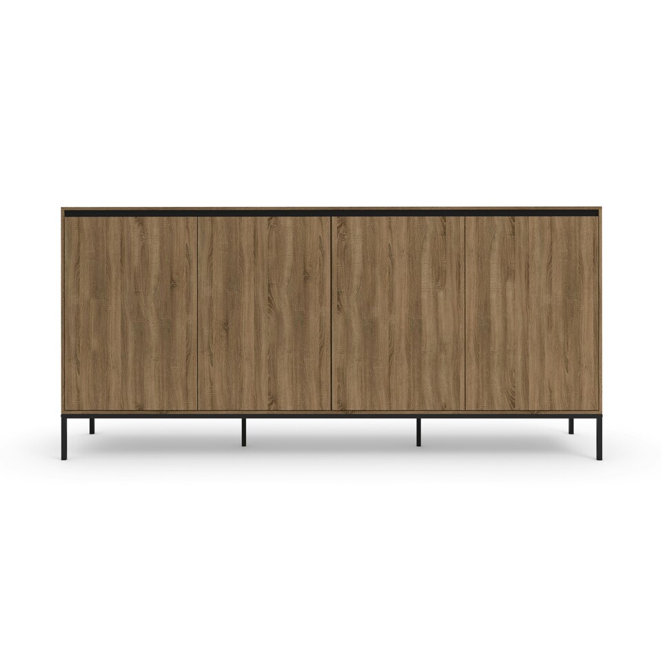 image 1 of Bari Higboard with 1 Door / 2 Drawers in Oak Look Brown | oak/black