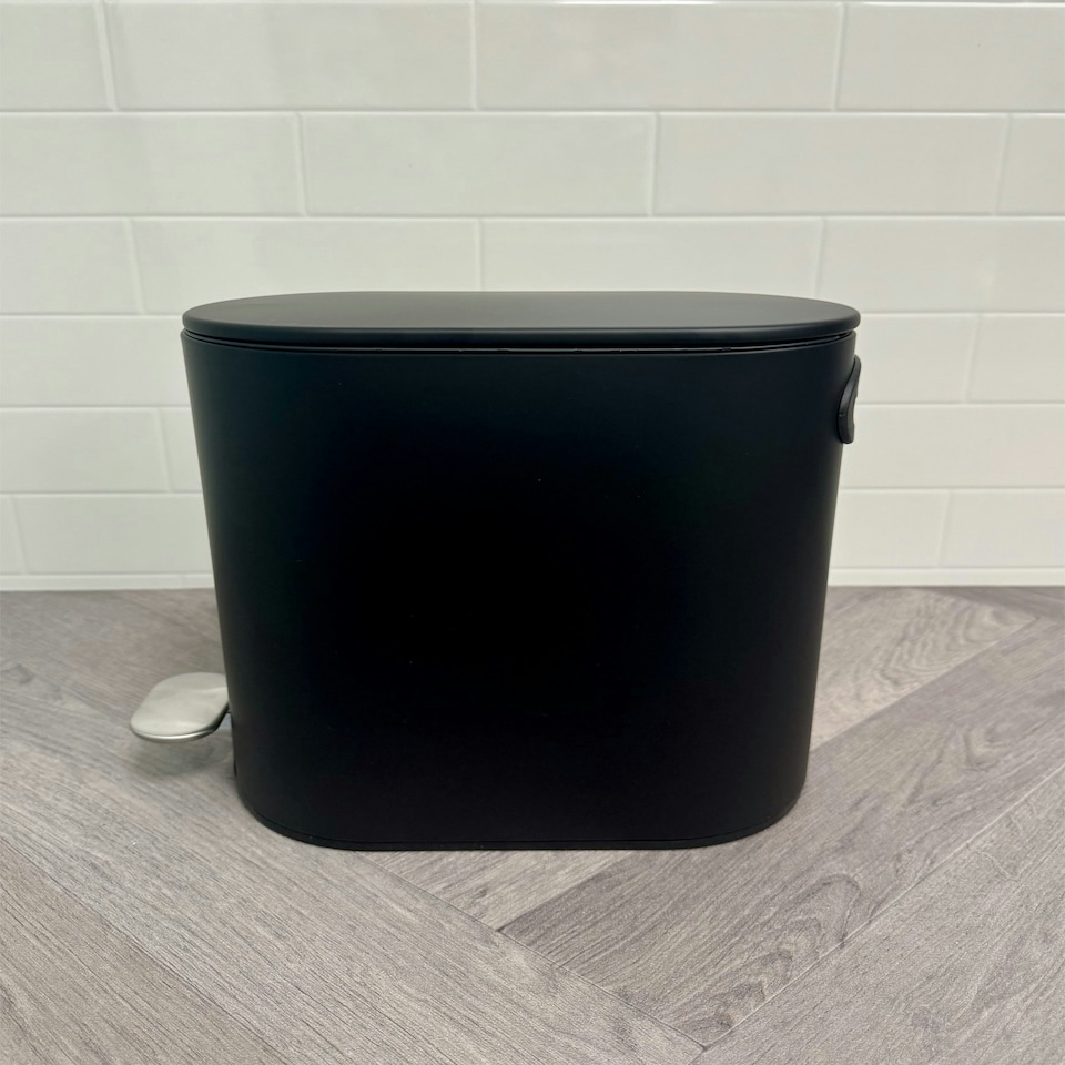 image 1 of Showerdrape Fortuna 5L Soft Close Bathroom Pedal Bin and Toilet Brush Set in Black