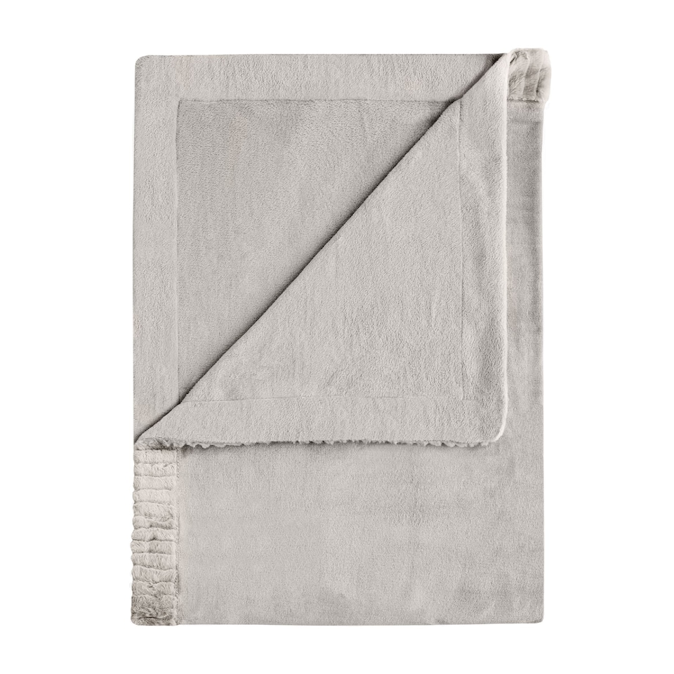image 1 of Catherine Lansfield Velvet And Faux Fur Soft Touch Blanket Throw | Cream | Natural